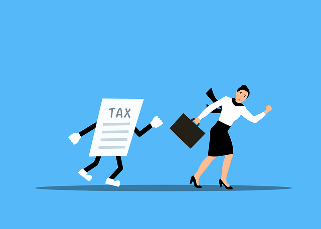 business women running away from tax bill