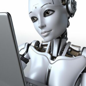 AI working on tax returns on a laptop